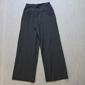 ESOFT Wide Leg Yoga Pants Women Size S Black High Waist Pocket Lounge Trousers